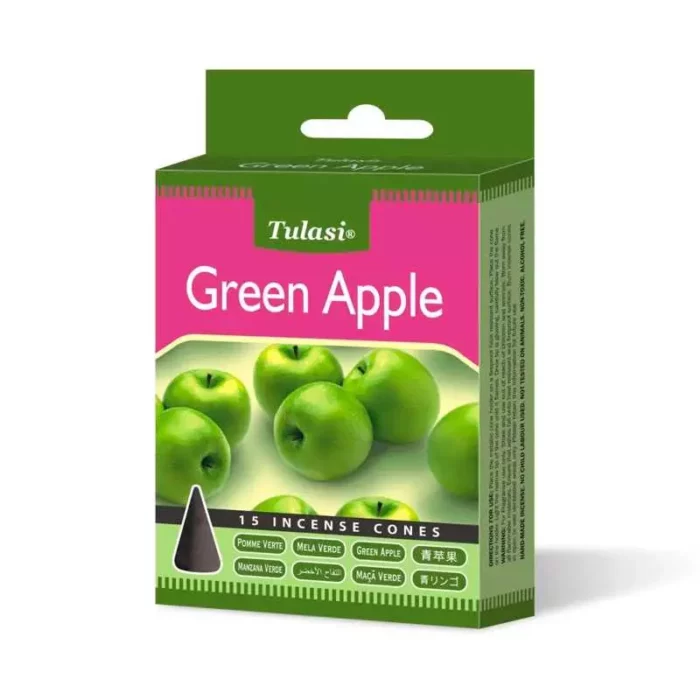 Благовония конусы Green Apple, Tulasi, 15 шт