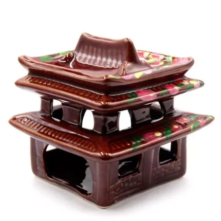 Китайский домик Аромалампа керамика 11 см коричневая