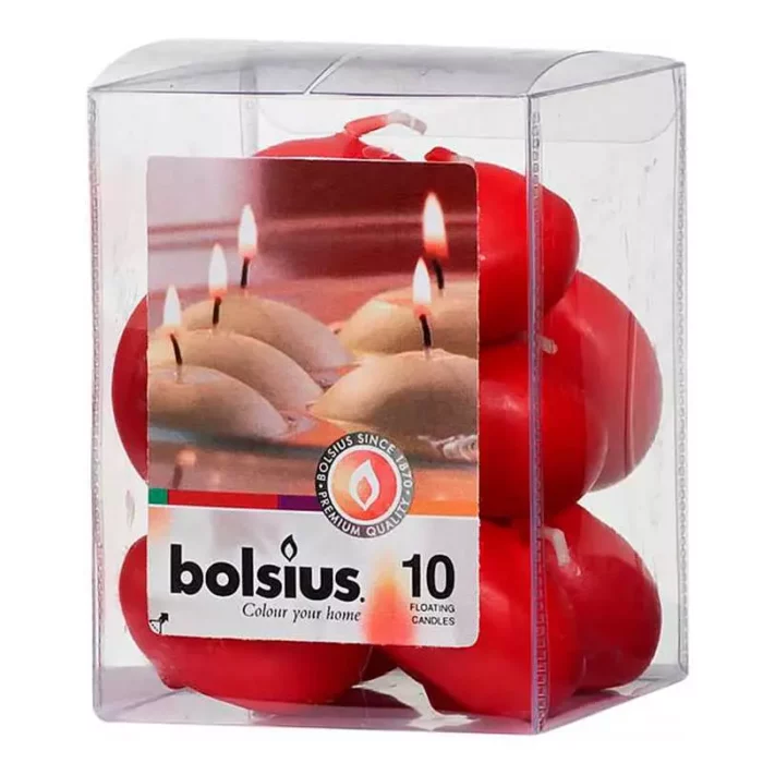 Свечи плавающие Bolsius 10 шт красные