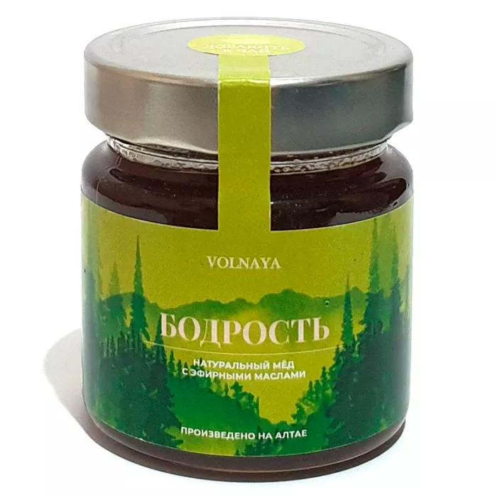 Мед с эфирными маслами Бодрость натуральный Алтайский Volnaya 250 гр
