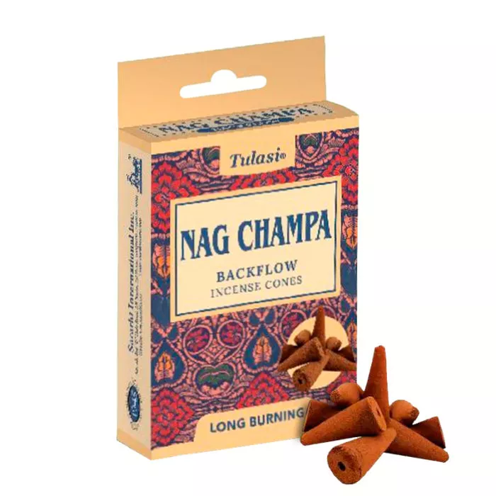 Благовония конусные с обратным дымом Backflow Nag Champa Tulasi