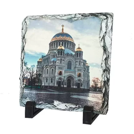 Морской Никольский собор Кронштадт в Санкт-Петербурге Фото на камне 14 х 14 см