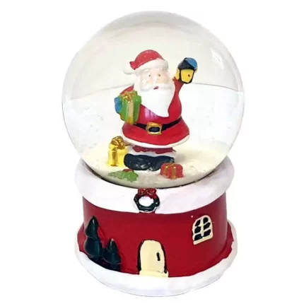 Снежный шар Дед Мороз с подарком и фонариком 8.5 см
